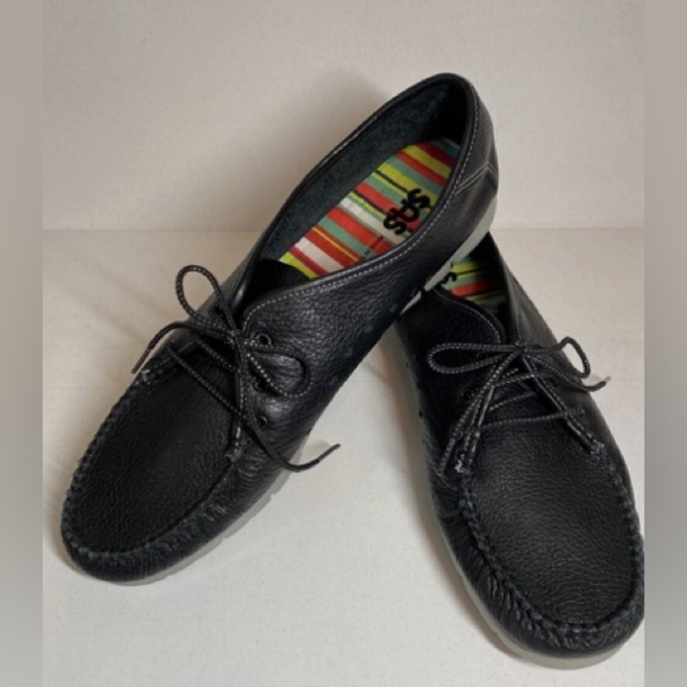 SAS Womens Sz 8.5 Black Grey Sole Lace Up Vented Nurses Nursing Shoes